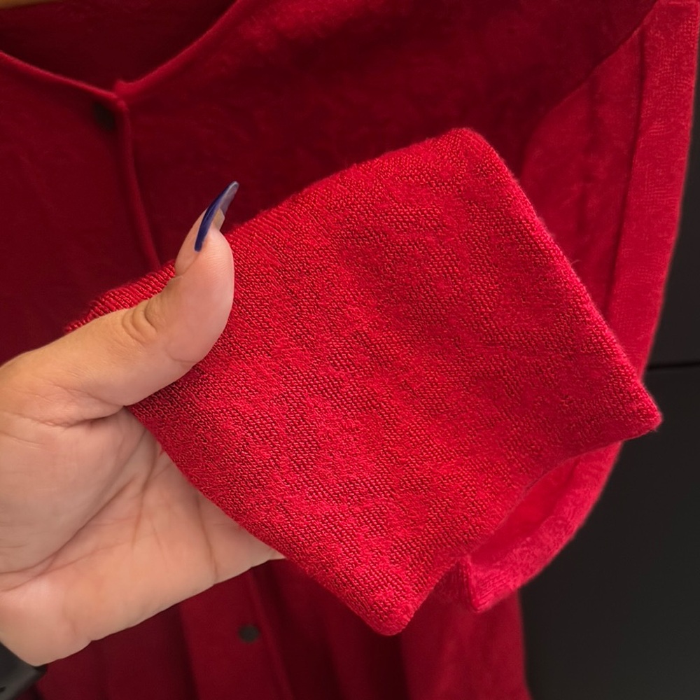 Red Button-Up Cardigan - Picture 2 of 5